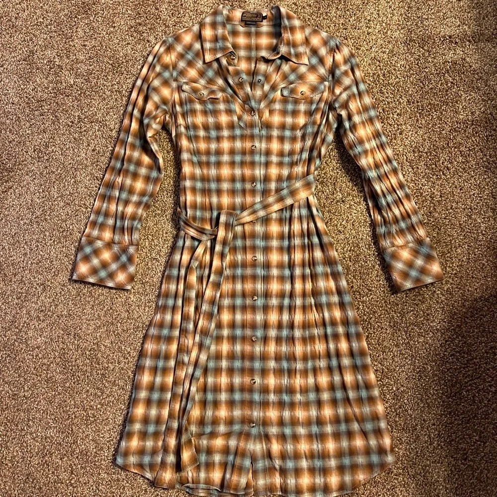 Plaid Button-Up Dress - Picture 1 of 10